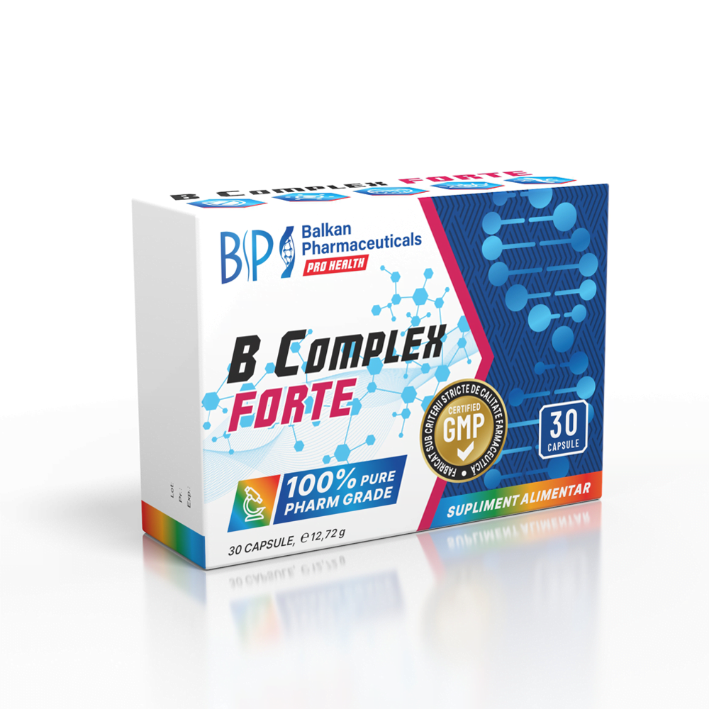 B-Complex Forte, Vitamine B pentru Energie și Sistemul Nervos, 30 Caps