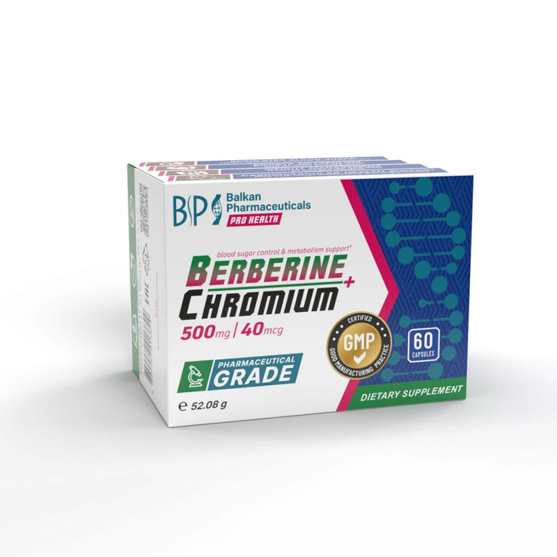 Berberine + Chromium — 500 mg berberină HCl + 40 µg crom, 60 capsule