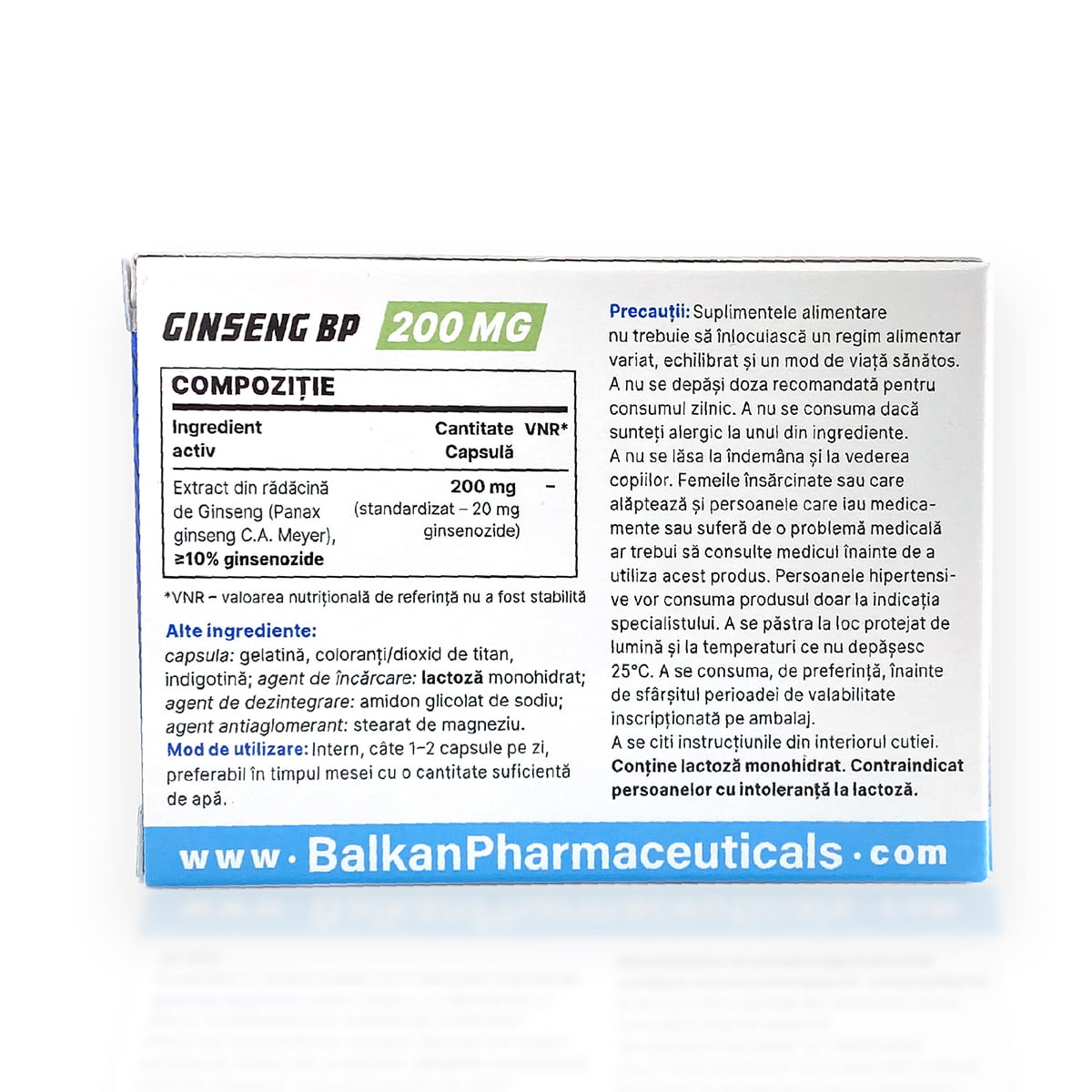 Ginseng BP 200 mg – Supliment pentru Rezistență Fizică și Vitalitate, 30 Capsule