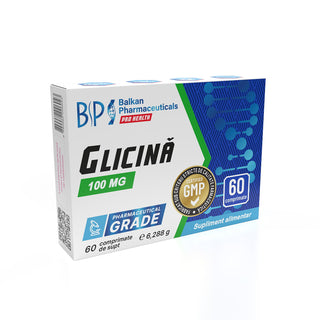 Glicină 100mg pentru Calitatea Somnului și Relaxare Nervoasă, 60 Comp.