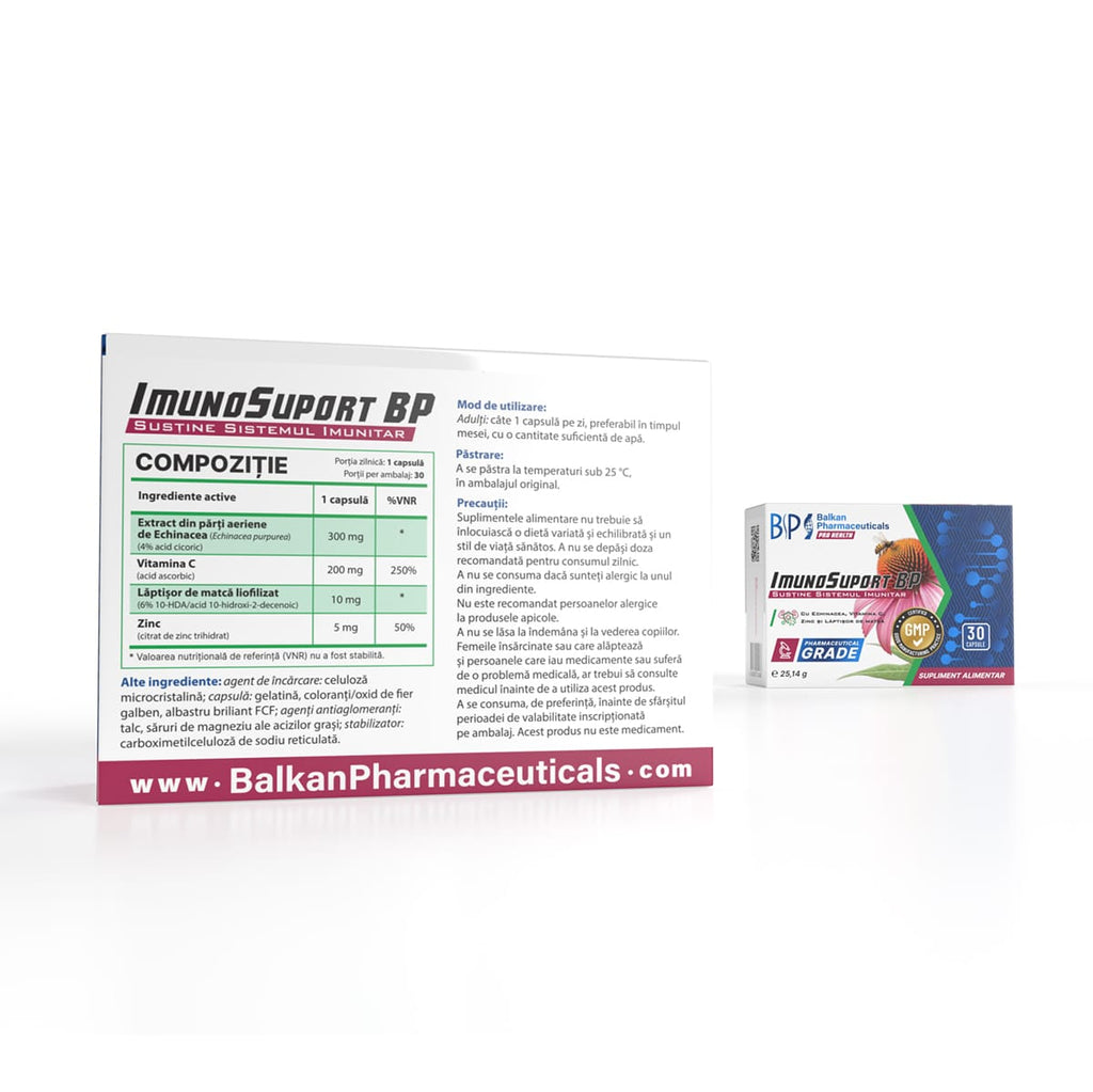 Imunosuport BP, 30 Capsule – Complex Imunitate cu Echinacea, Vitamina C, Zinc și Lăptișor de Matcă