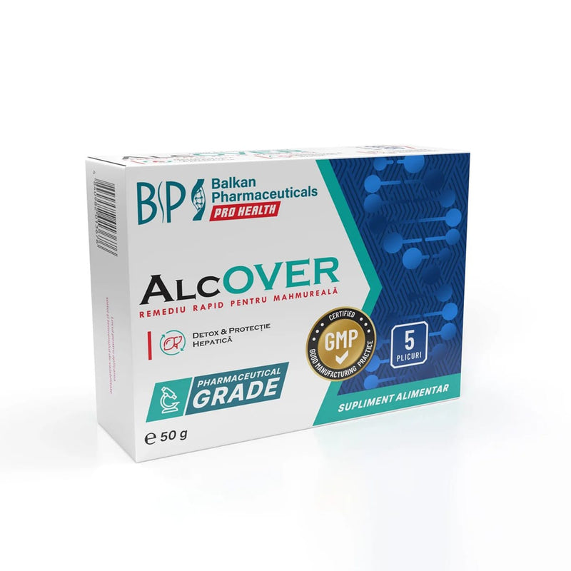 Alcover, Supliment Anti-Mahmureală și Detoxifiere Ficat, 5 Plicuri x 10g