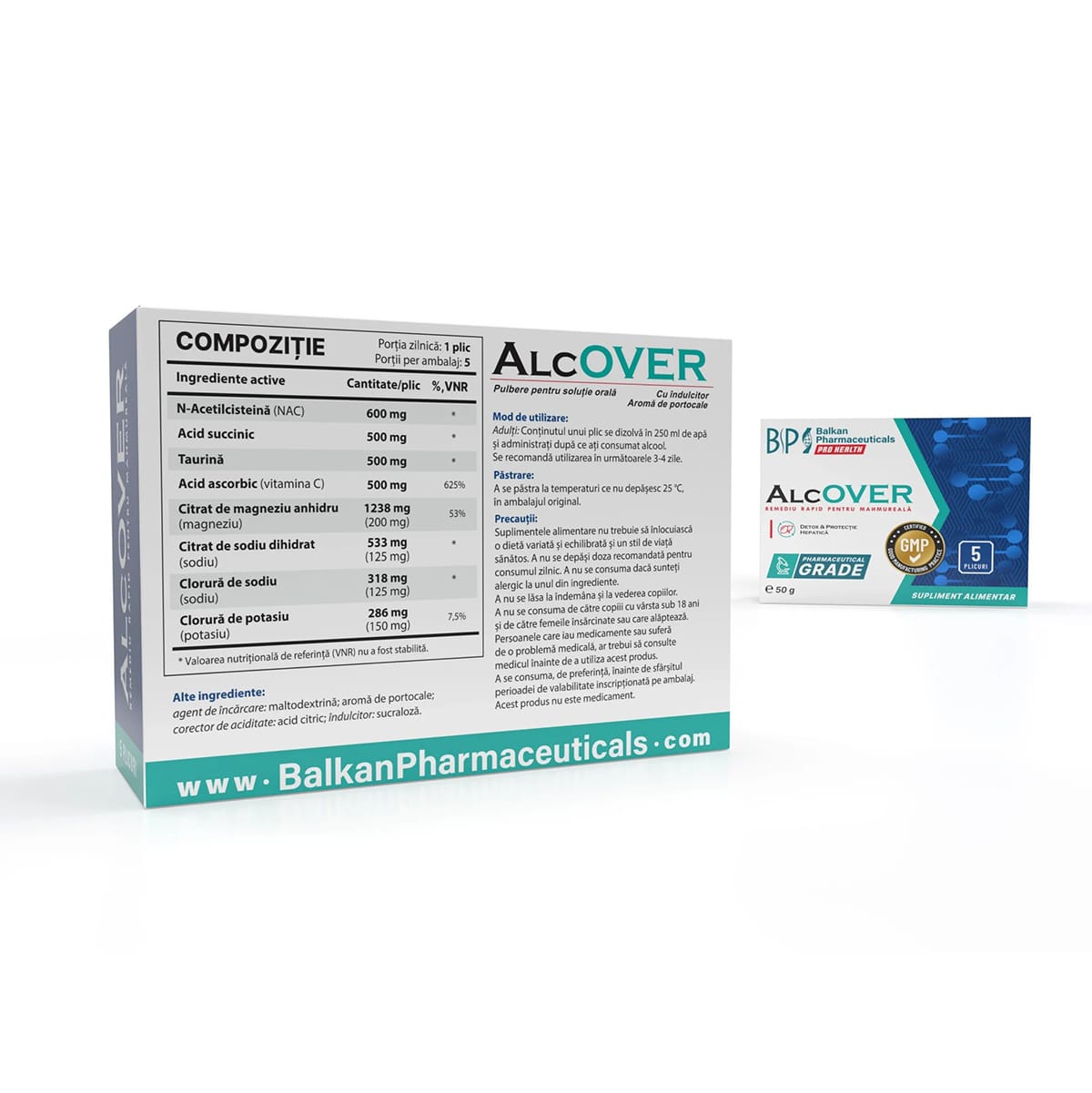 Alcover, Supliment Anti-Mahmureală și Detoxifiere Ficat, 5 Plicuri x 10 g