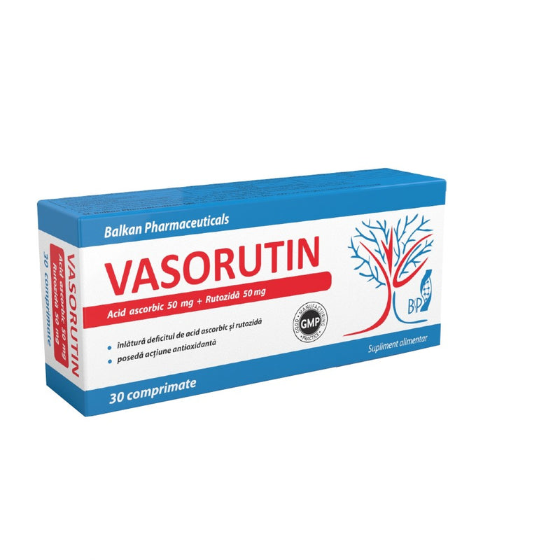 Vasorutin, Rutozidă și Vitamina C, 30 comp.