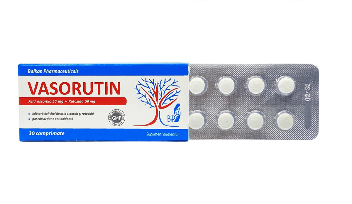 Vasorutin — rutozidă și vitamina C, 30 de comprimate