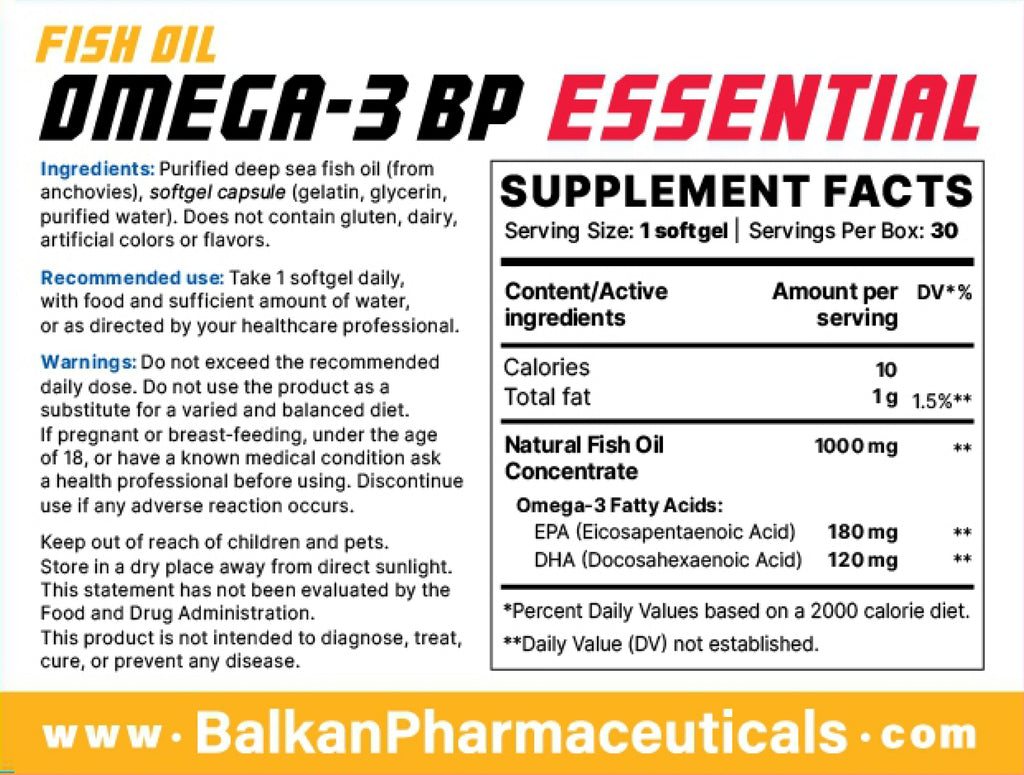 Omega-3 BP Esențial — ulei de pește, 30 de capsule