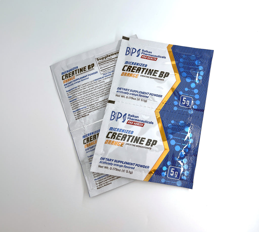 Creatină Monohidrată BP — Portocale, 30 de plicuri × 5 g