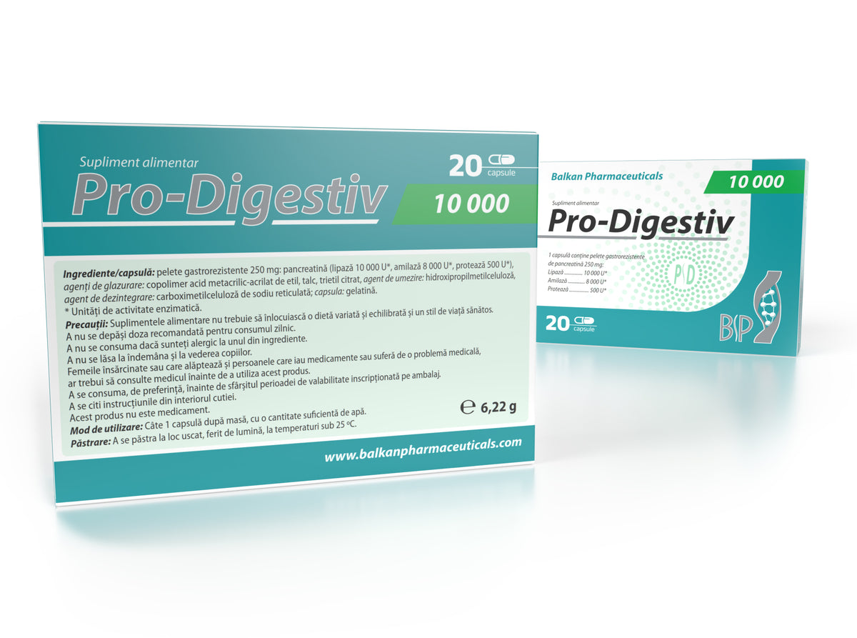 Pro Digestiv 10000 — pancreatină 250 mg, 20 de capsule