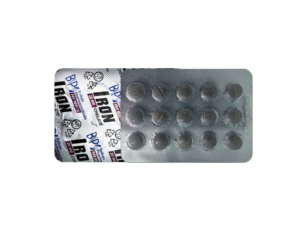 Fier Bisglicinat (chelat) 20 mg + Vitamina C, 60 de comprimate