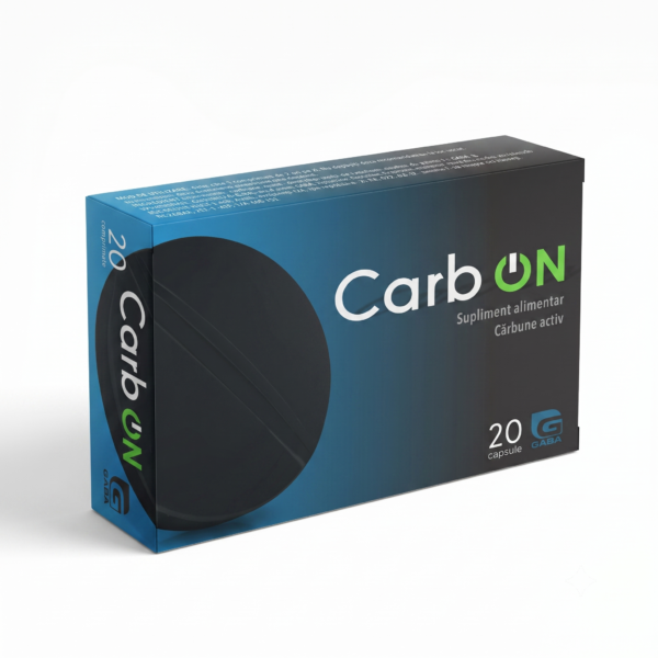 CarbON - Cărbune Activ 250 mg, 20 comprimate - anti balonare și disconfort digestiv